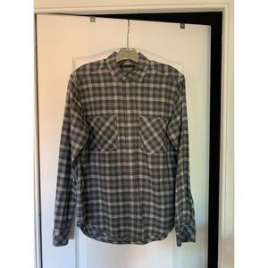 Theory Black & Grey Checkered Cotton Shirt Size S